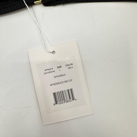 ANDIE SWIM NWT Wyndwood One Shoulder Rib Swim Bikini Top in Black // L - Picture 4 of 7